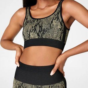 Fabletics Kamila Seamless Bra Size: XL Color: Green Reptilia/Black